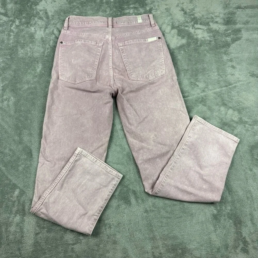 7 For All Mankind High Waist Cropped Straight Jeans Pink Acid Wash Size 26‎